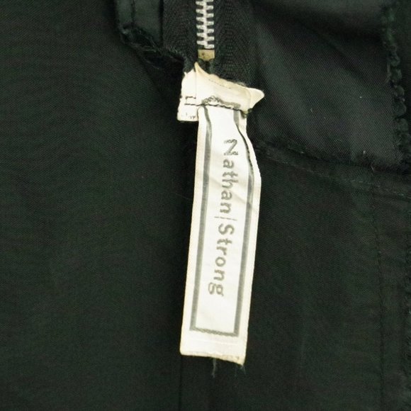 VTG 50s Nathan Strong Black Cocktail Dress, Bombshell Shelf Bust, Flyaway Panel - Picture 7 of 8